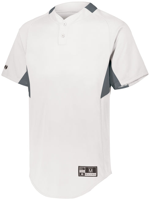 Holloway Youth Game7 Two-Button Baseball Jersey (221224), Color 'White/Graphite'